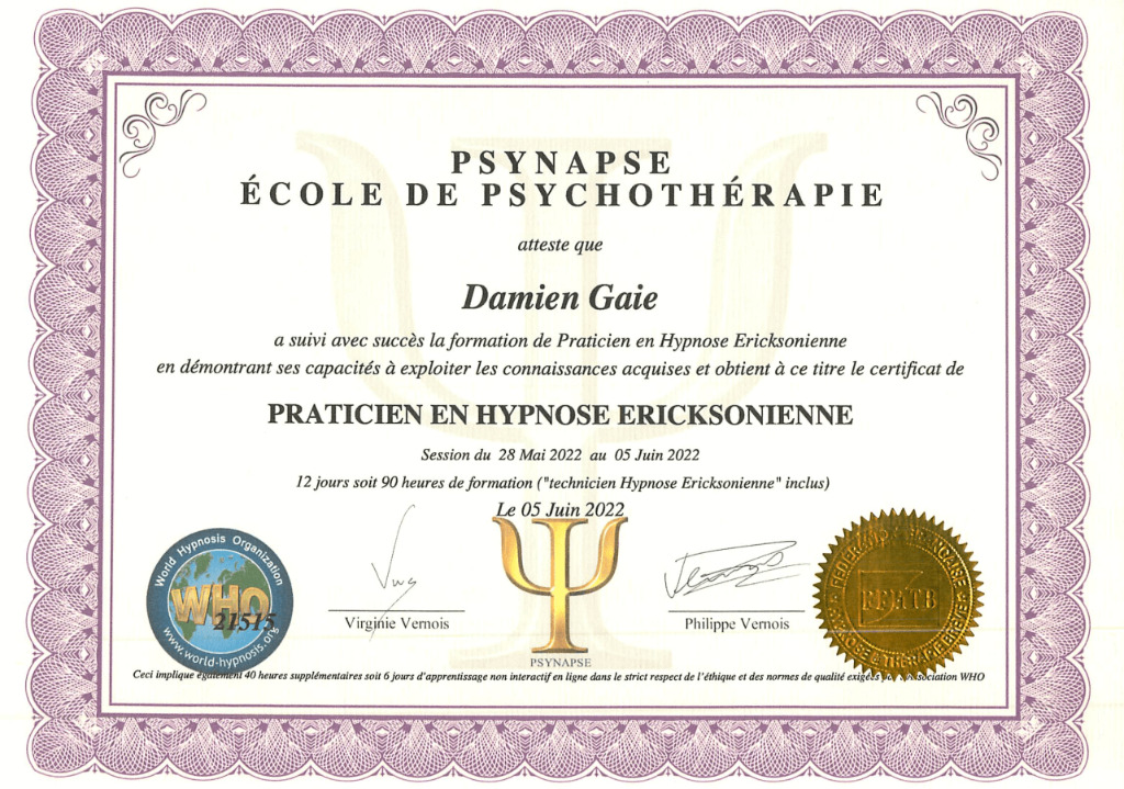 photo diplome Damien GAIE