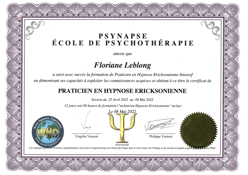 photo diplome Floriane LEBLONG