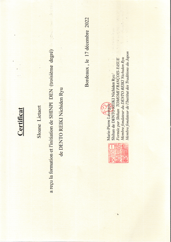 photo diplome Sloane LIETAERT