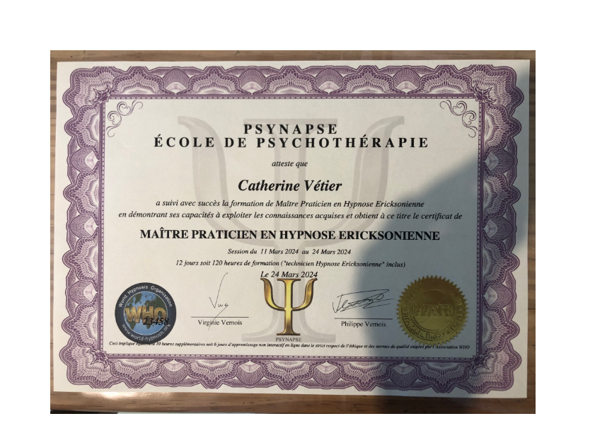 photo diplome Catherine VÉTIER