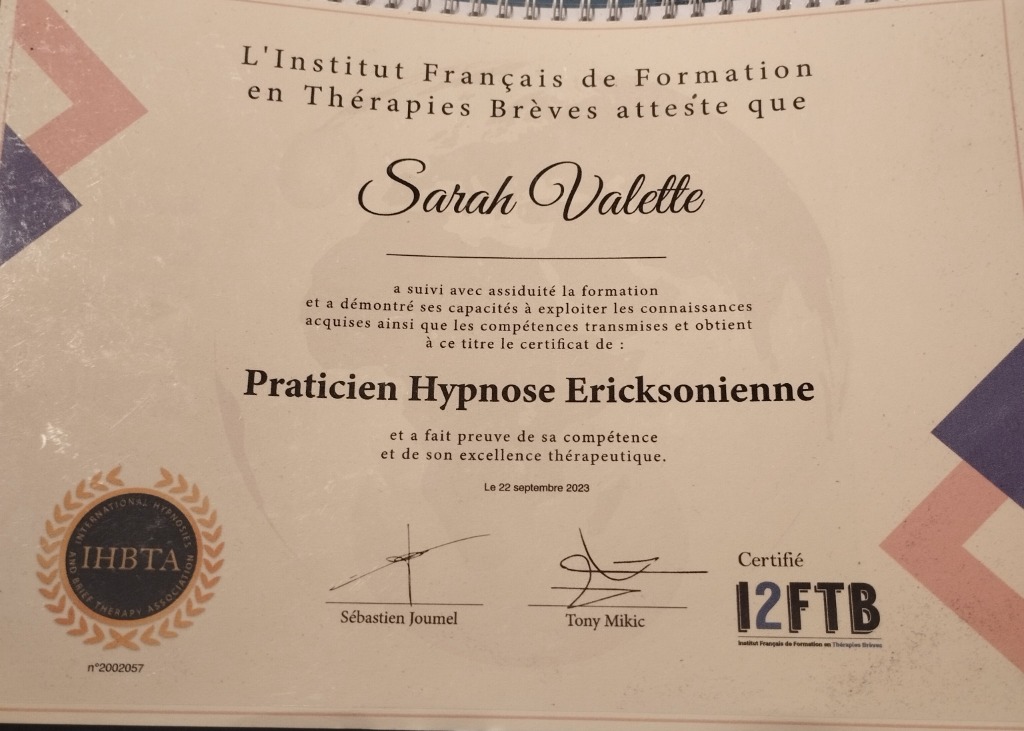 photo diplome Sarah Valette