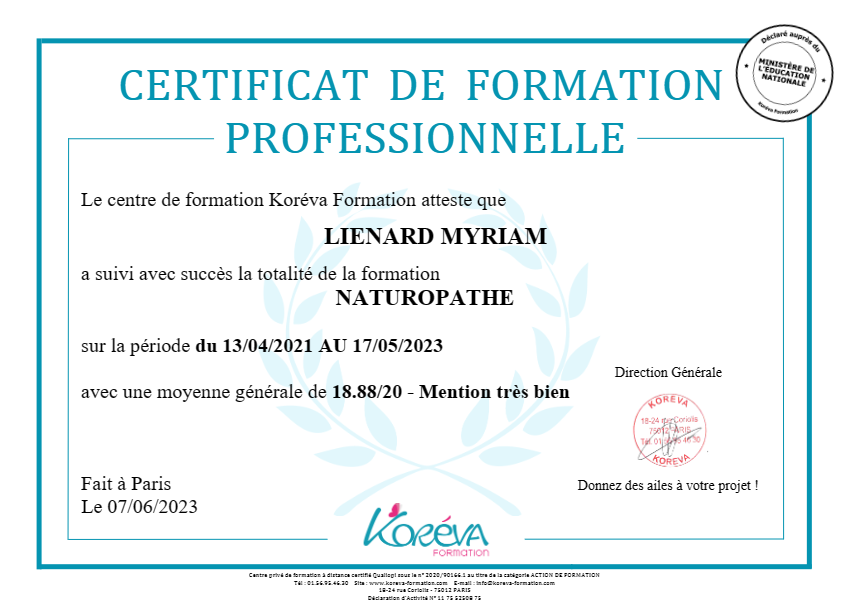 photo diplome Myriam Liénard