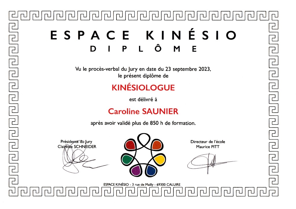 photo diplome Caroline Saunier  So’I Ame
