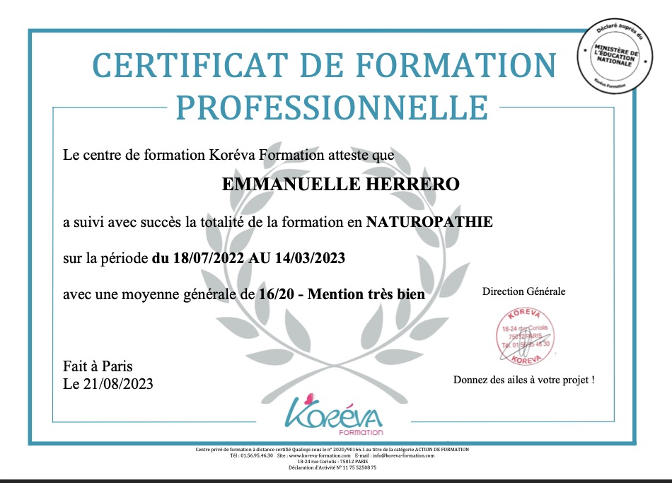 photo diplome Naturaterrapi