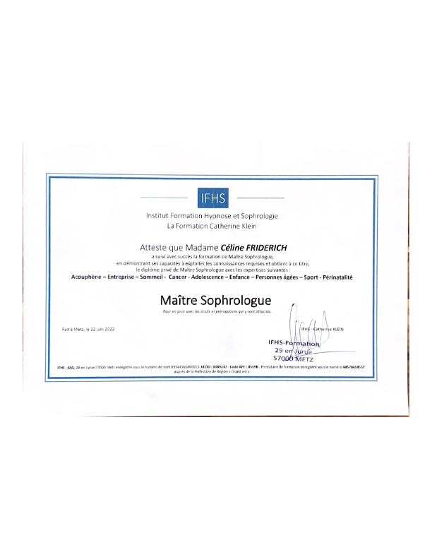 photo diplome Céline FRIDERICH