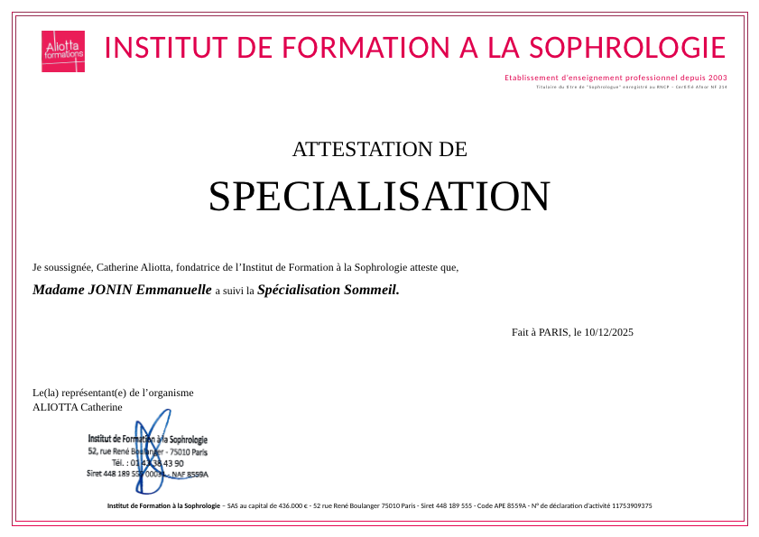 photo diplome Emmanuelle Jonin