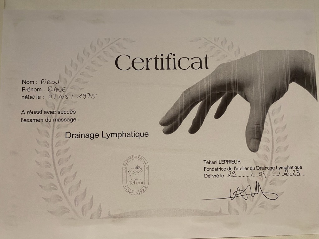 photo diplome Drainage by Diane