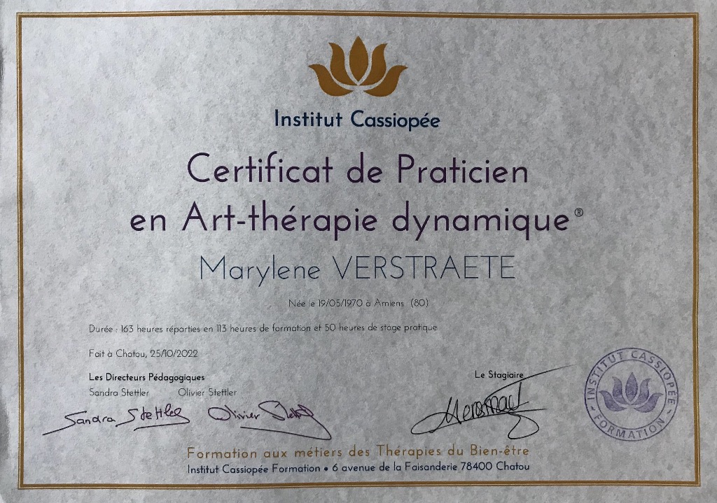 photo diplome M’taVie - Marylène Verstraete