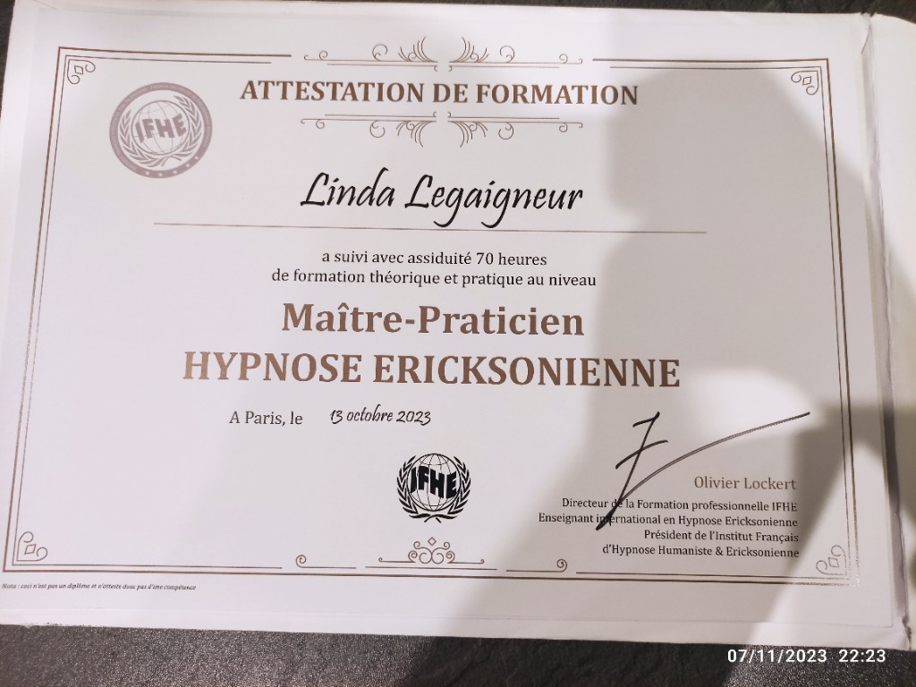 photo diplome Linda LEGAIGNEUR