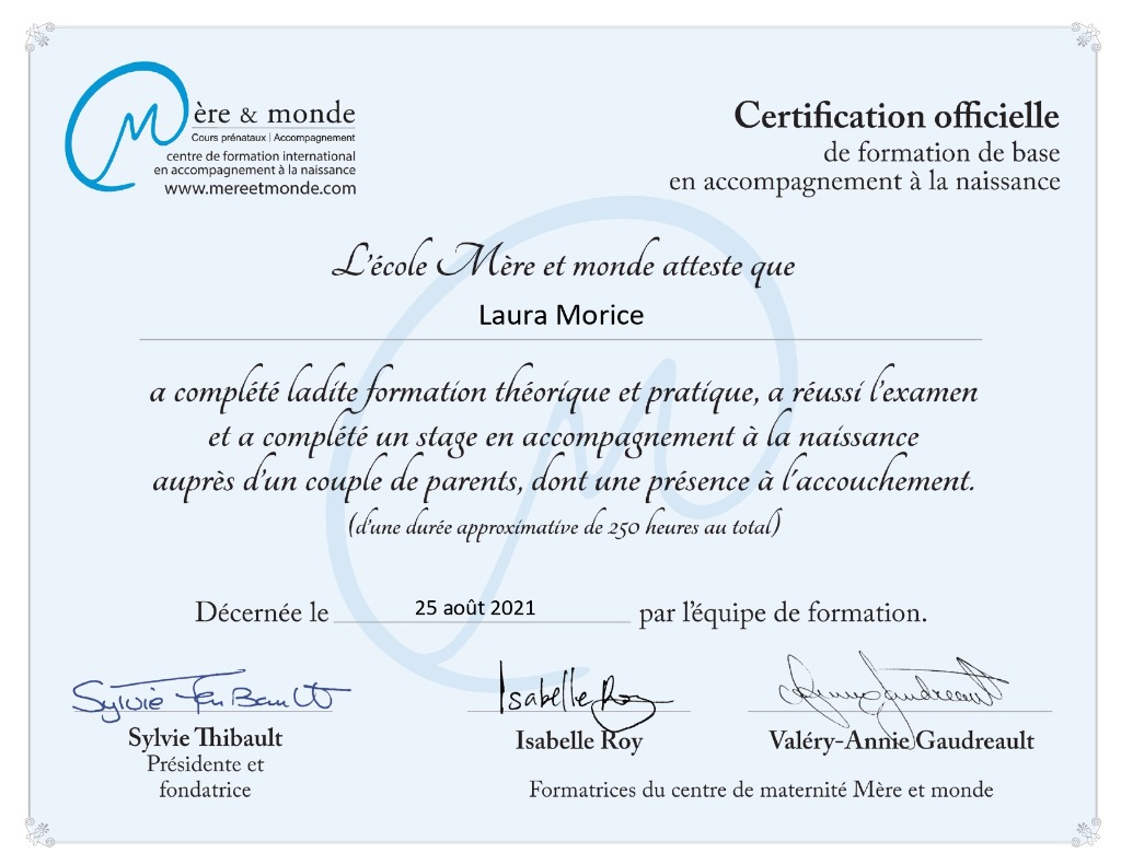 photo diplome Morice Laura