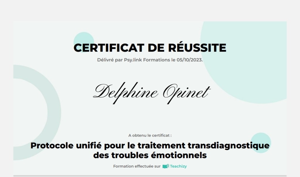 photo diplome Opsynet psychothérapie