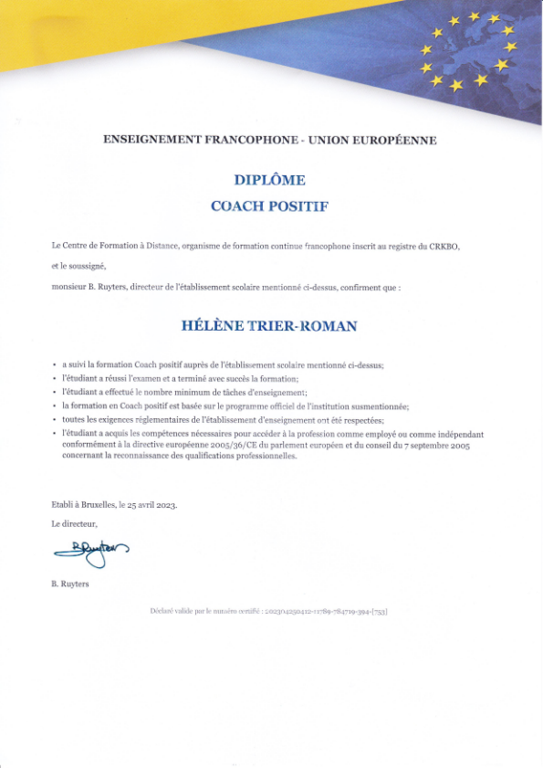 photo diplome HTR coaching positif