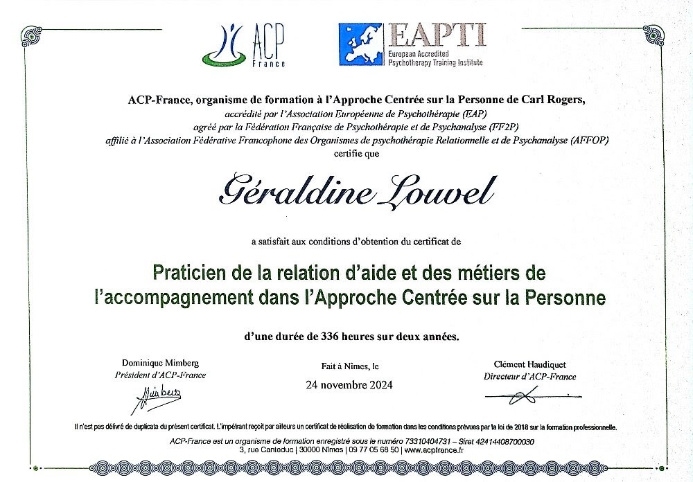 photo diplome Géraldine Louvel