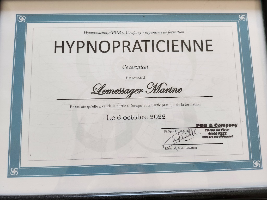 photo diplome Marine - Hypnocoach