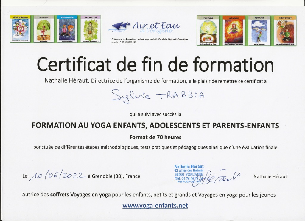 photo diplome Le Yoga des Loupiots 