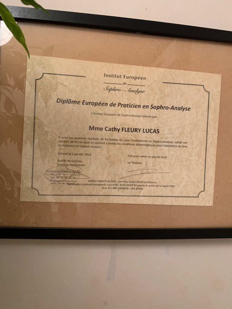 photo diplome Sophro analyste 