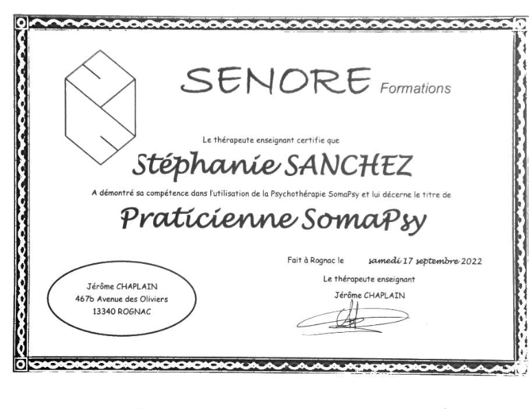 photo diplome Stéphanie SANCHEZ