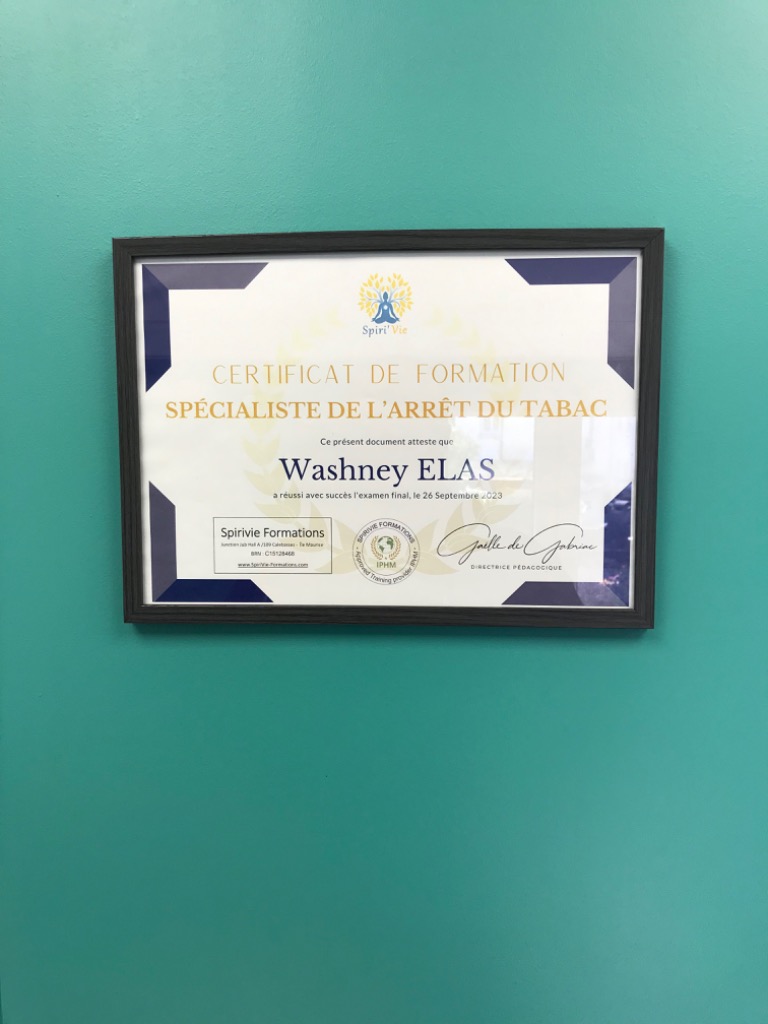 photo diplome LASER STOP ADDICTIONS