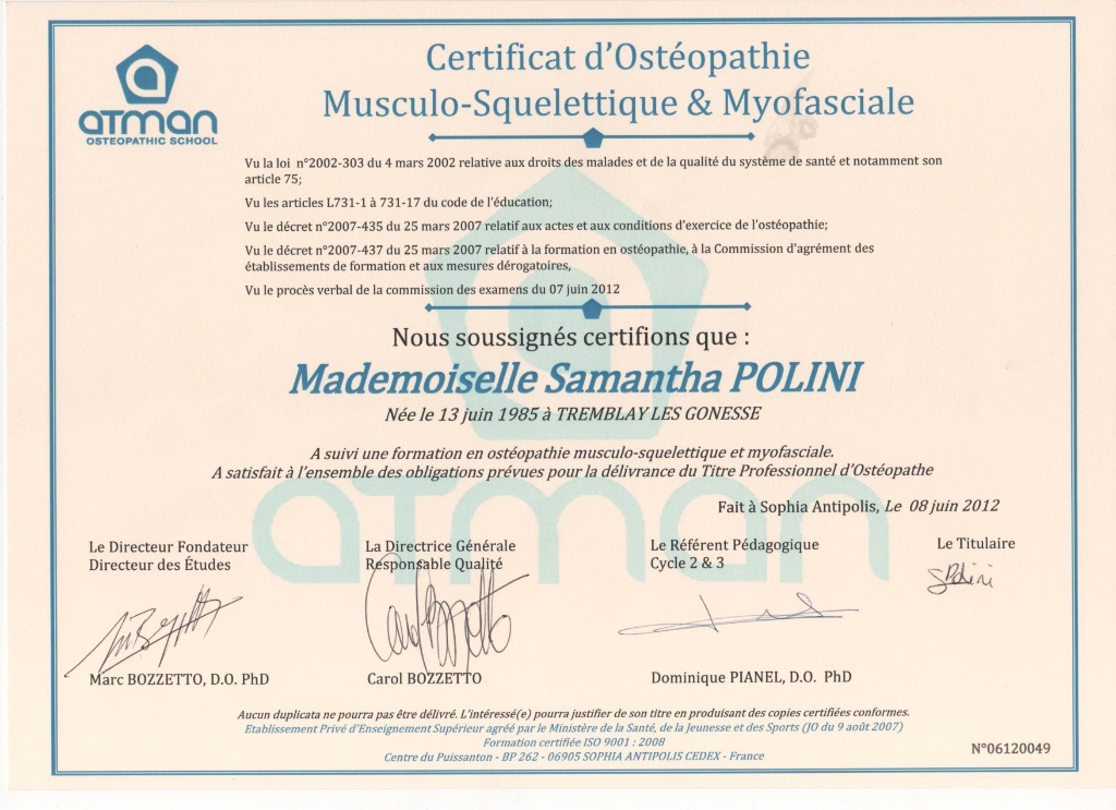 photo diplome Samantha Polini