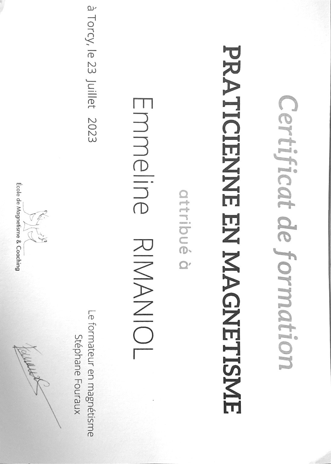 photo diplome Rimaniol Emmeline