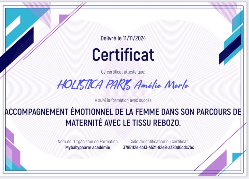 photo diplome Holistica Paris