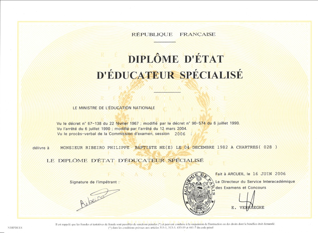 photo diplome PHILIPPE RIBEIRO