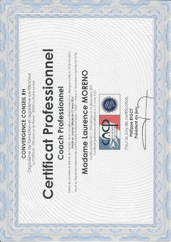 photo diplome Laurence MORENO LECOMTE