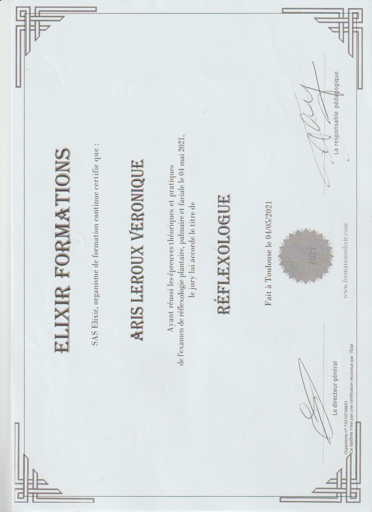 photo diplome Véronique Leroux