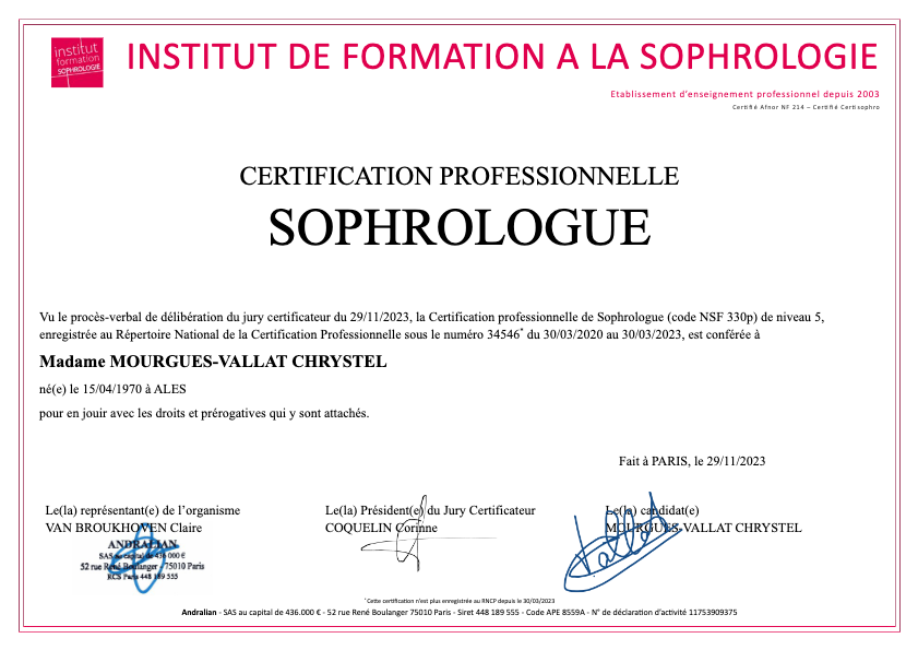 photo diplome VALLAT Chrystel