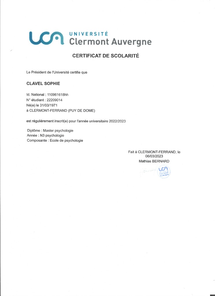 photo diplome Les mémoires de Sophie