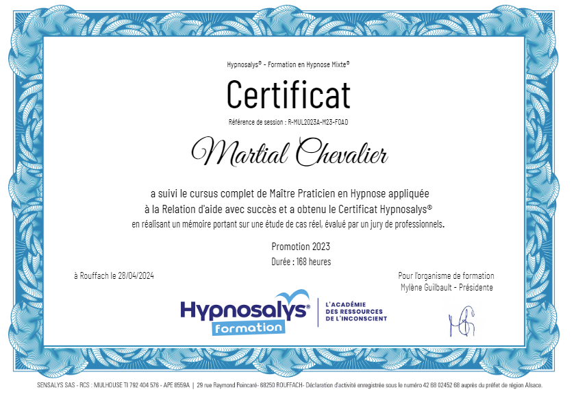 photo diplome Martial Chevalier 