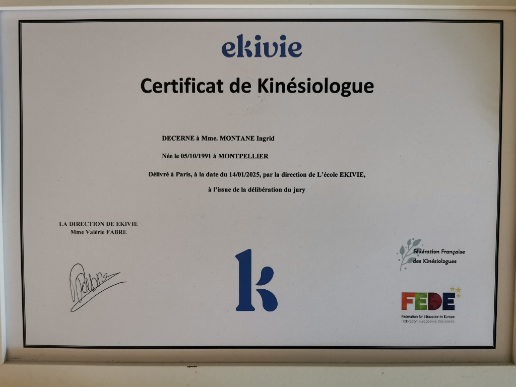 photo diplome Ingrid Montané - L’Âme Ô Corps