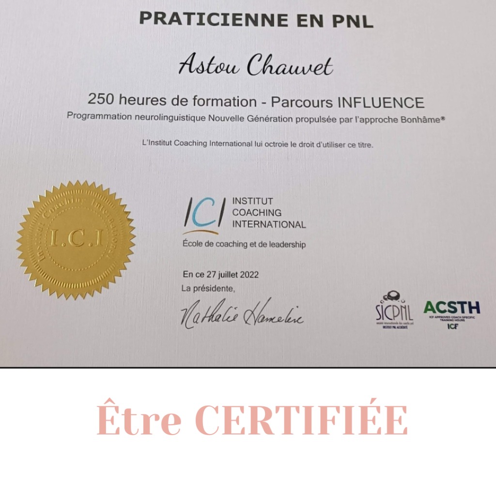 photo diplome Astou CHAUVET Coach de Vie 🙏💓