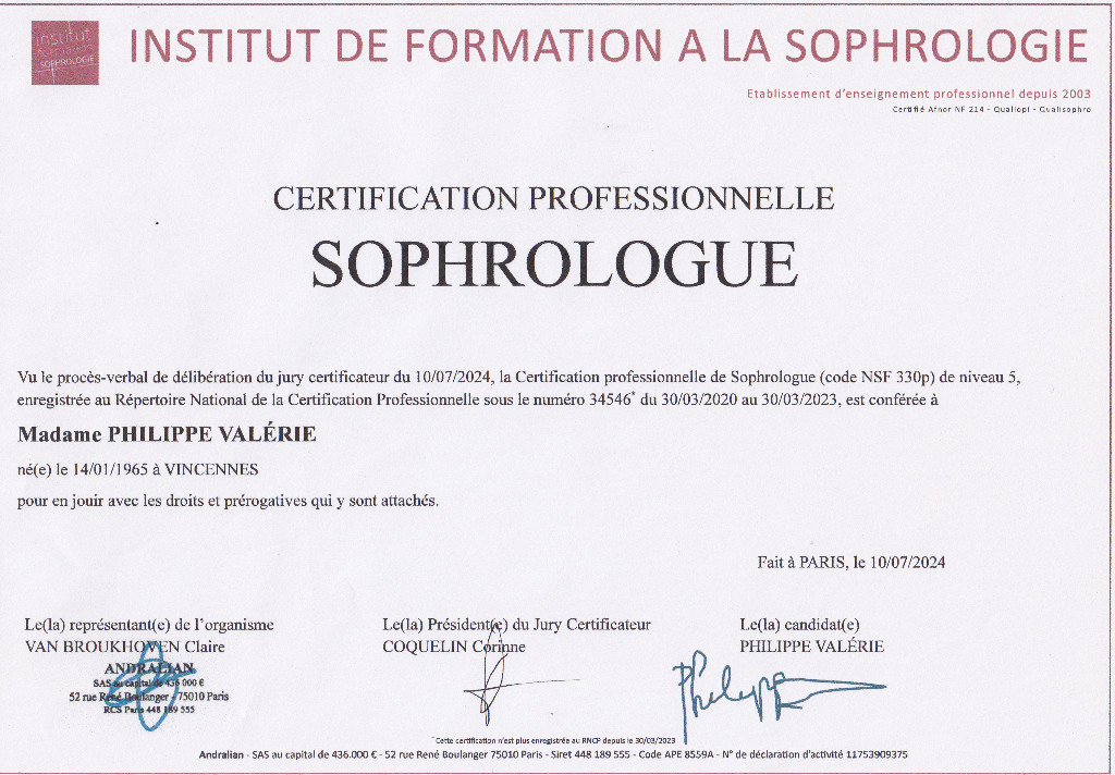 photo diplome Valérie PHILIPPE