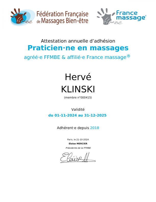 photo diplome WELLNESS MASSAGES ARLES
