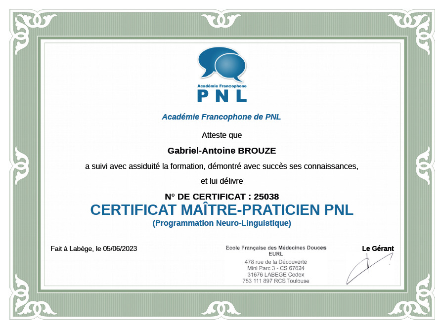 photo diplome Gabriel-Antoine Brouze