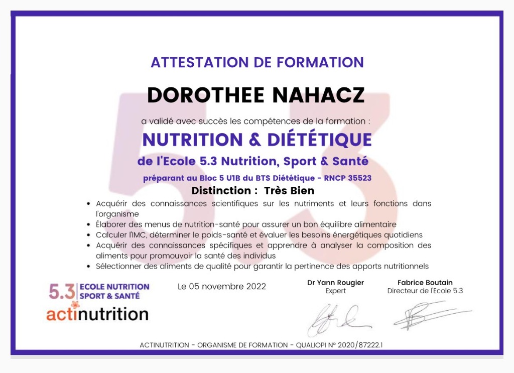 photo diplome DOROTHEE DOMENC NAHACZ
