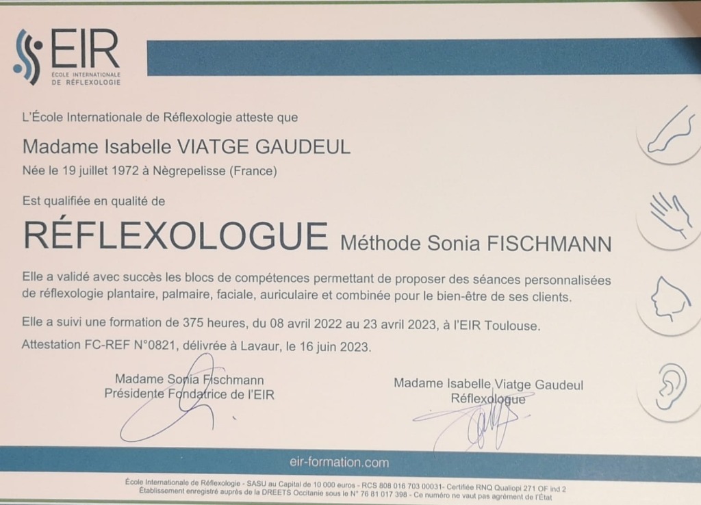 photo diplome Isabelle VIATGE GAUDEUL