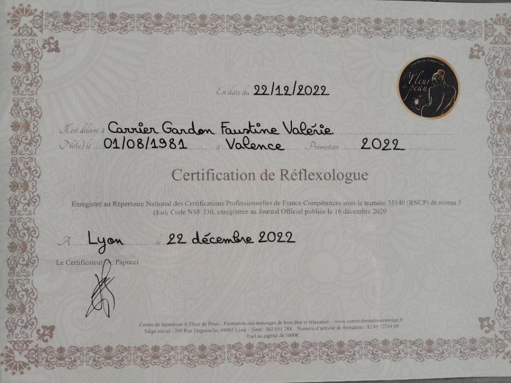 photo seance Faustine Réflexologie