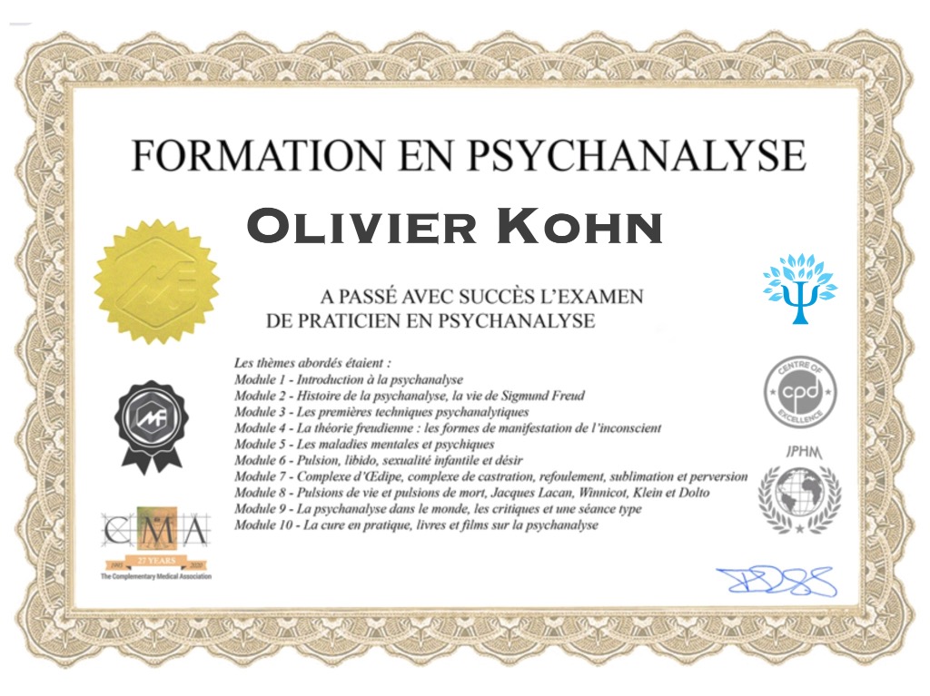 photo diplome Olivier Kohn Psy