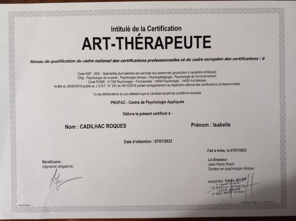 photo diplome Isabelle Roques