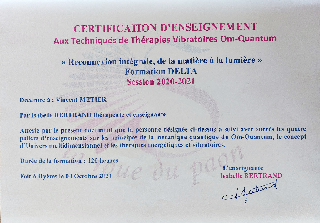 photo diplome Vincent Métier