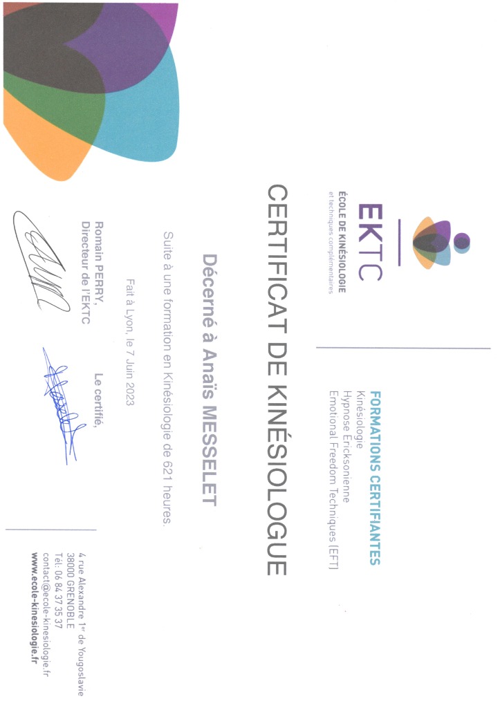 photo diplome Sianamaste - Anaïs Messelet