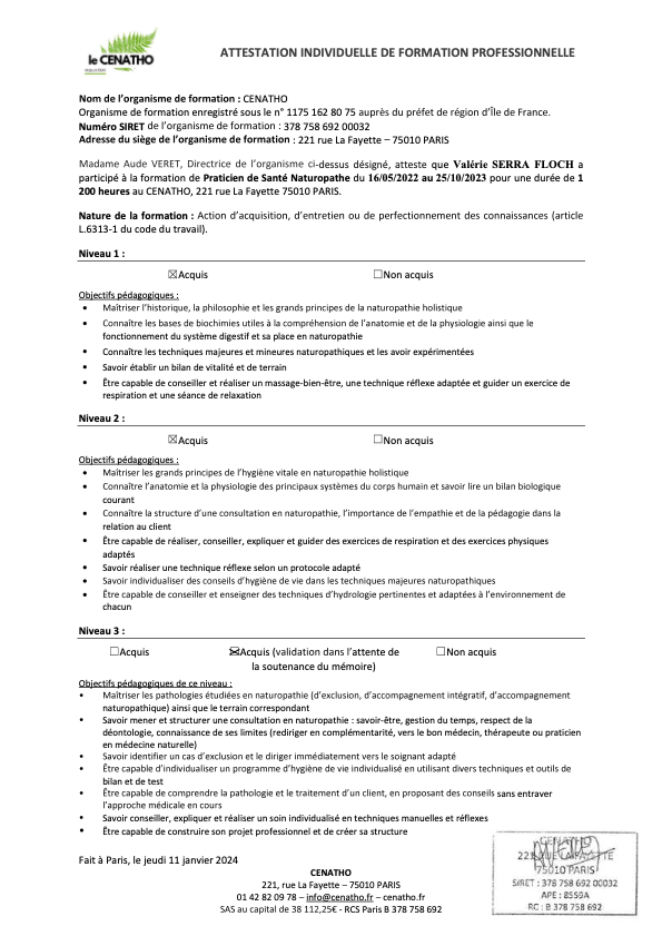 photo diplome Valérie Serra