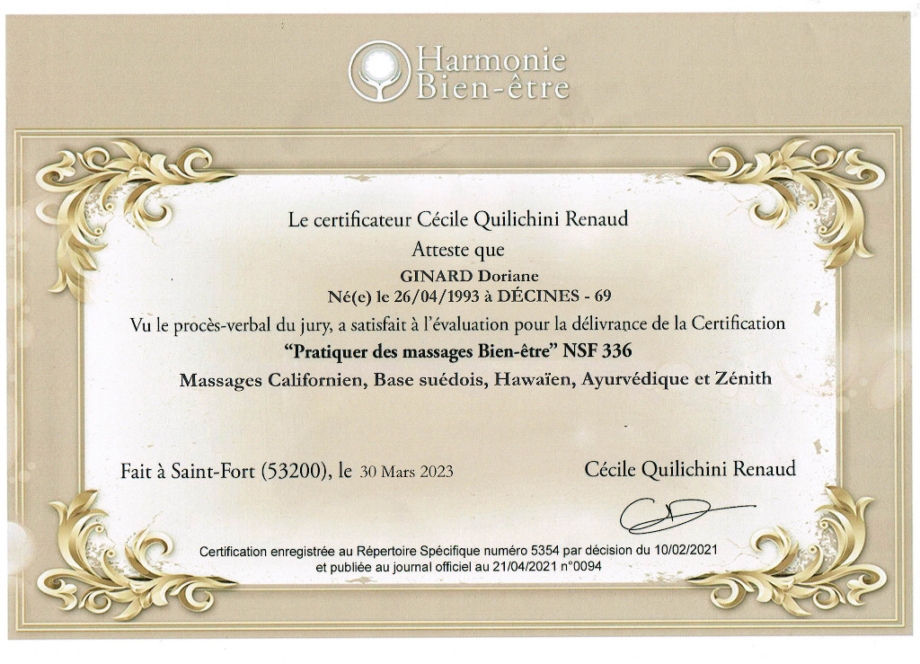 photo diplome La Bulle Do