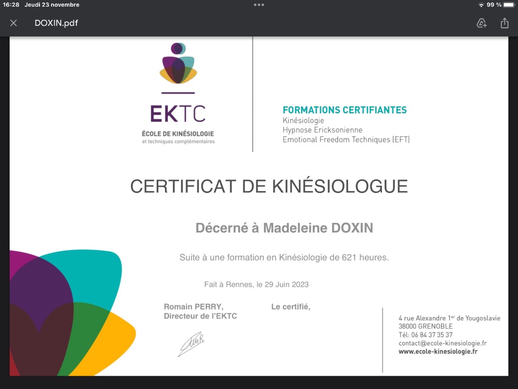 photo diplome Doxin Mado