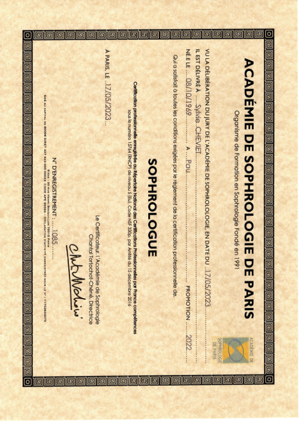 photo diplome Sylvie Cheviet