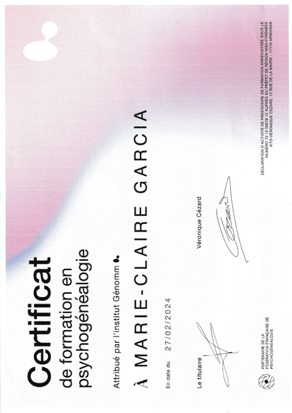 photo diplome Marie-Claire Garcia