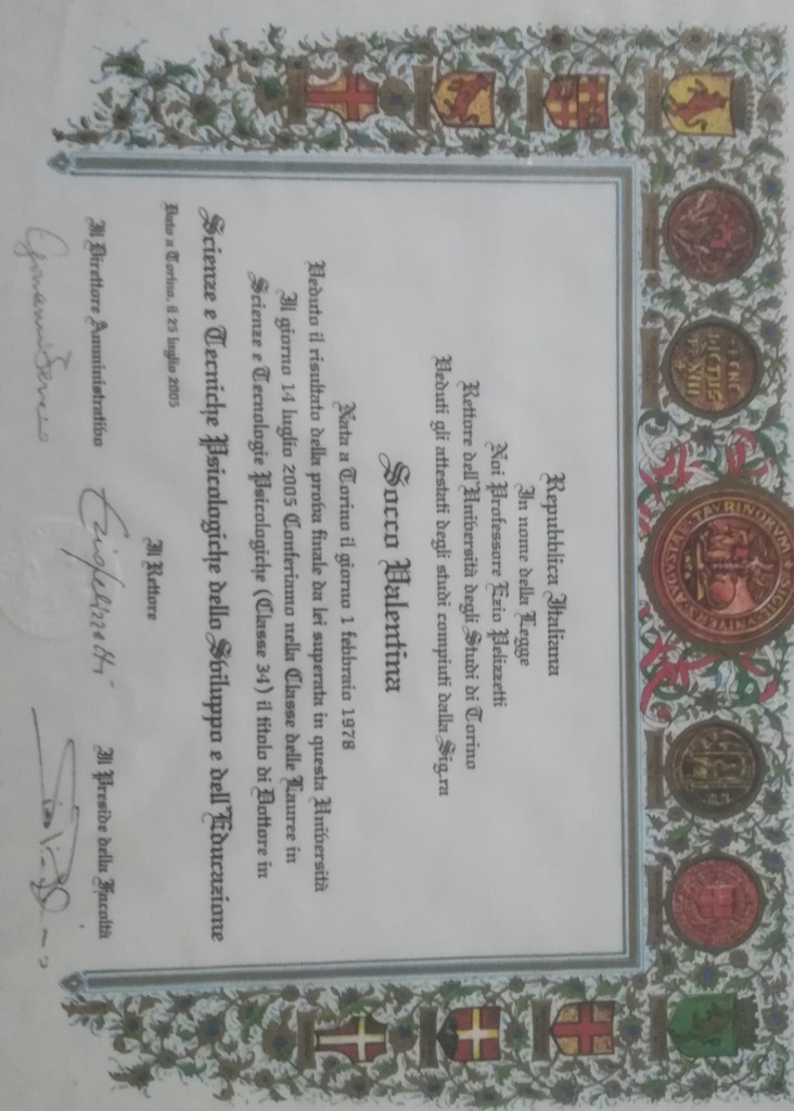 photo diplome Valentina Socco (Le Colibris de l’ Âme)