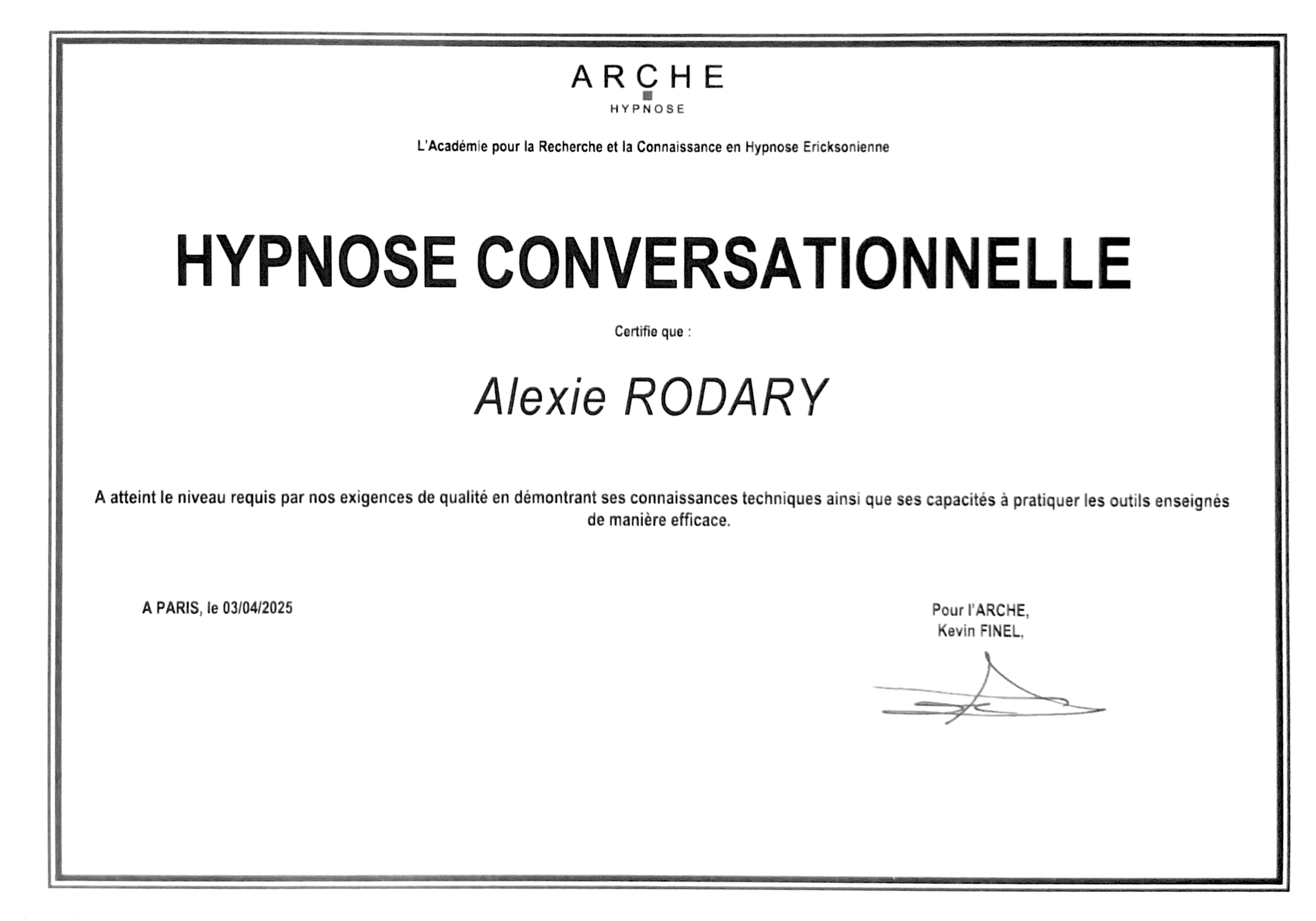 photo diplome ALEXIE RODARY